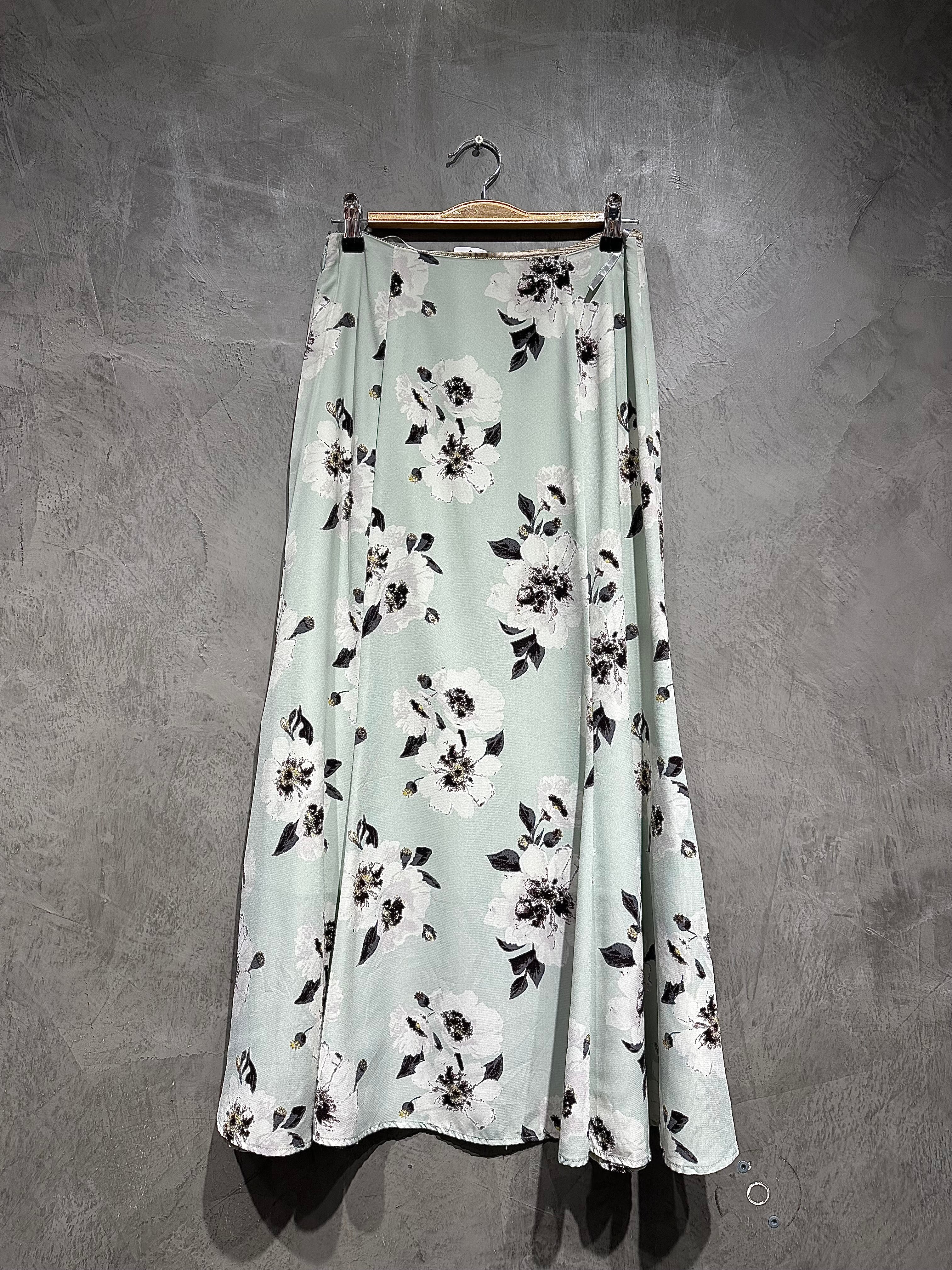 Skirt Printed Floral Flowy Mint S022