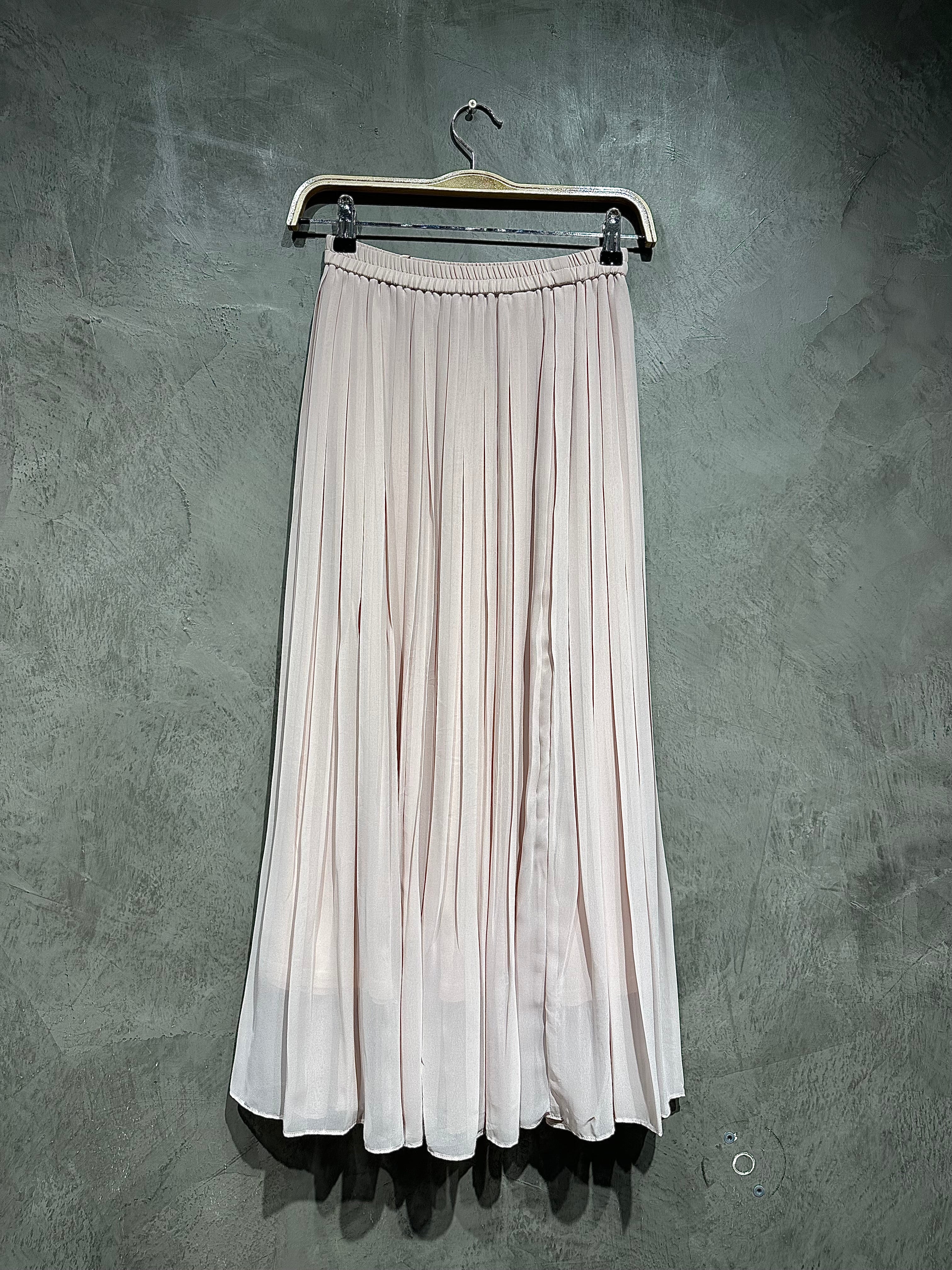 Skirt Plain Pleated Soft Pink S021