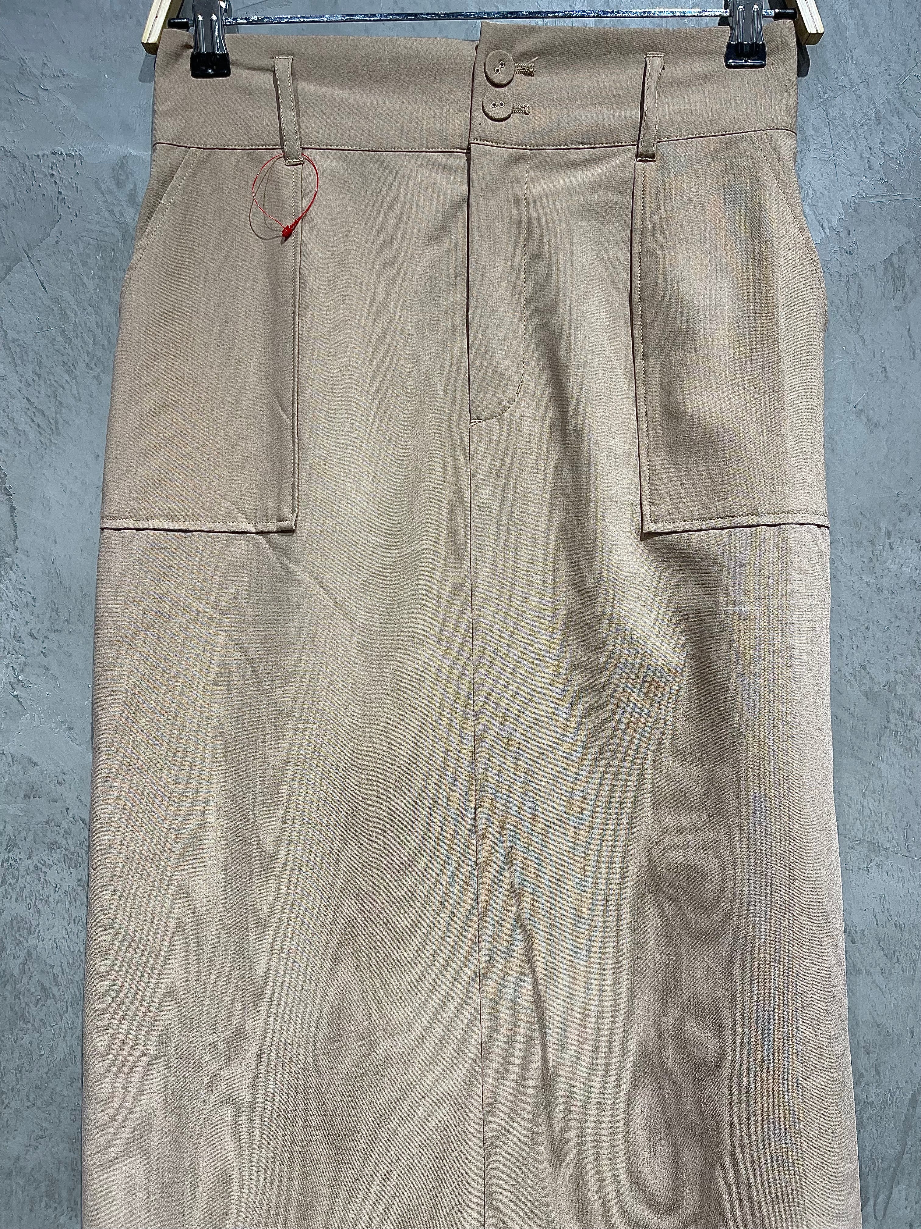 Skirt Plain With Front Patch Pocket Nude S007