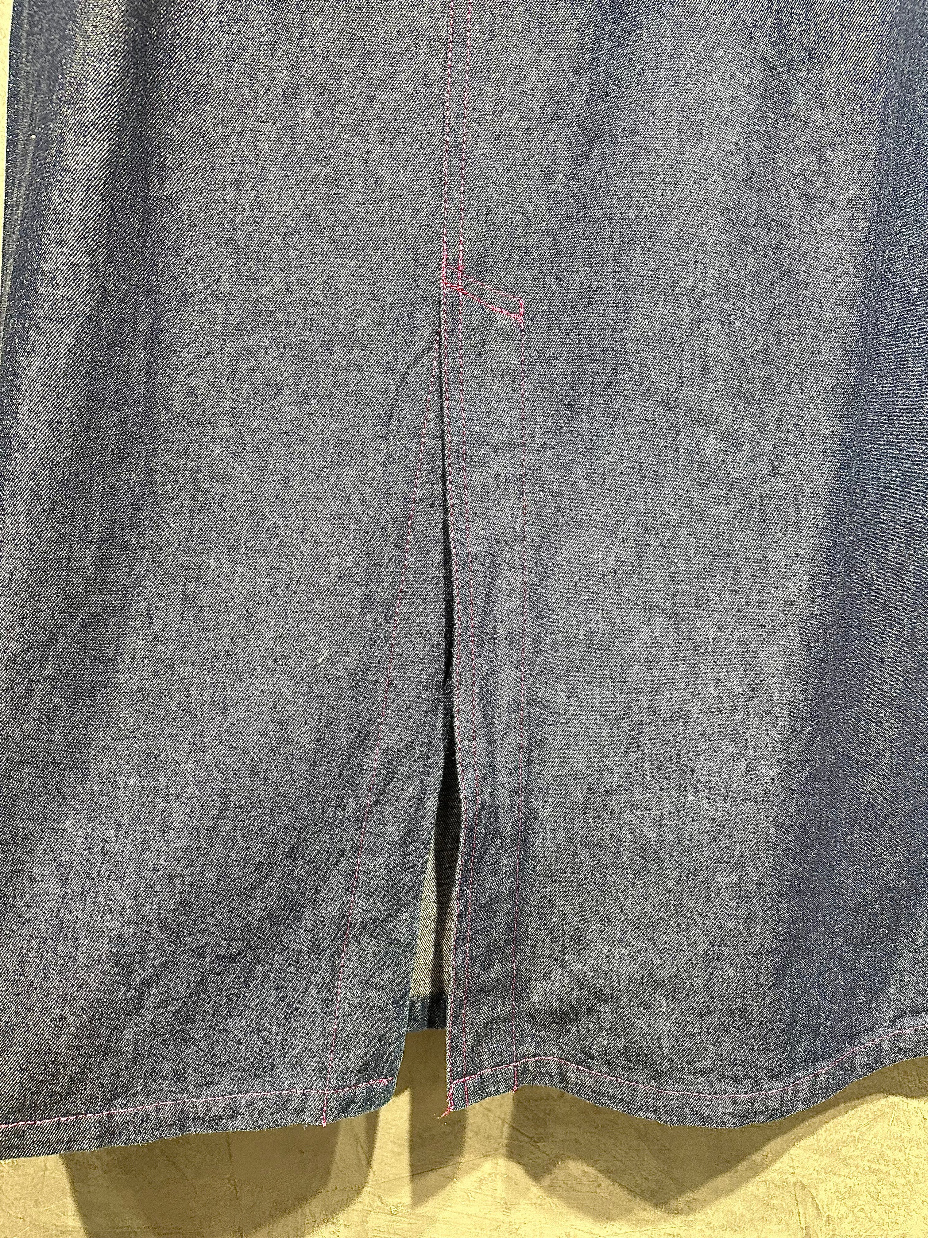 Skirt Plain Denim With Front Embroidered Floral S016