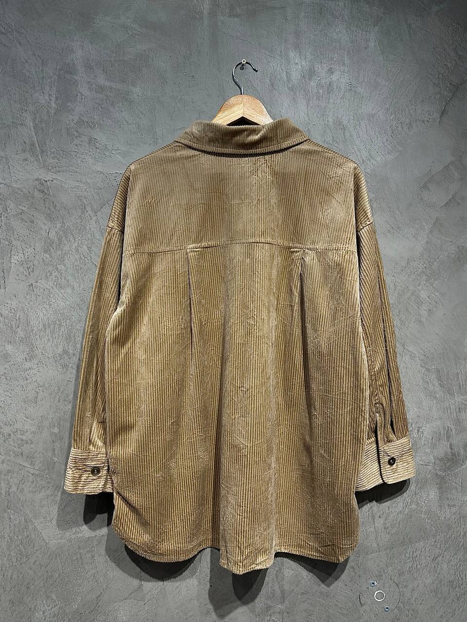 Corduroy Full Button Baggy Style Beige C002