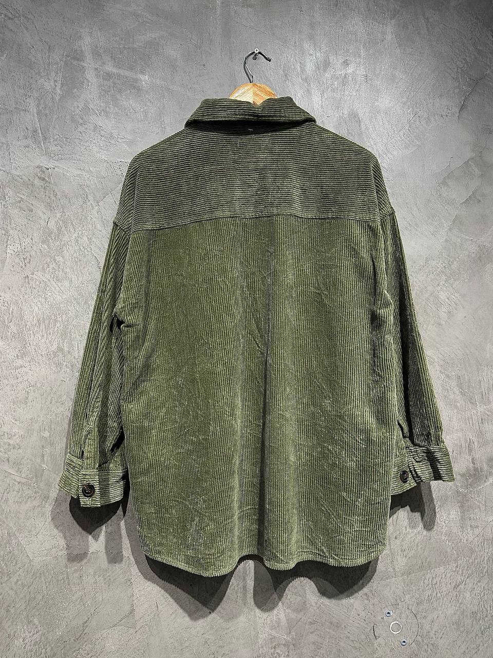 Corduroy Full Button Baggy Style Army Green C003