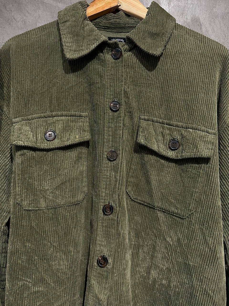 Corduroy Full Button Baggy Style Army Green C003