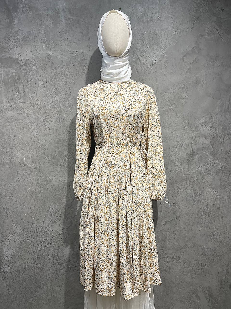 Dress Long Flowy Floral Soft Orange D010