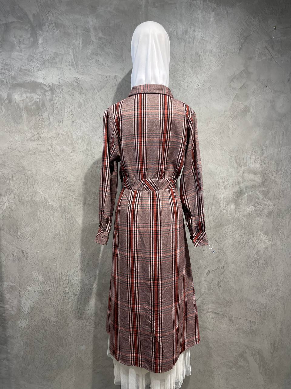 Dress Long Vintage Full Button Red D018