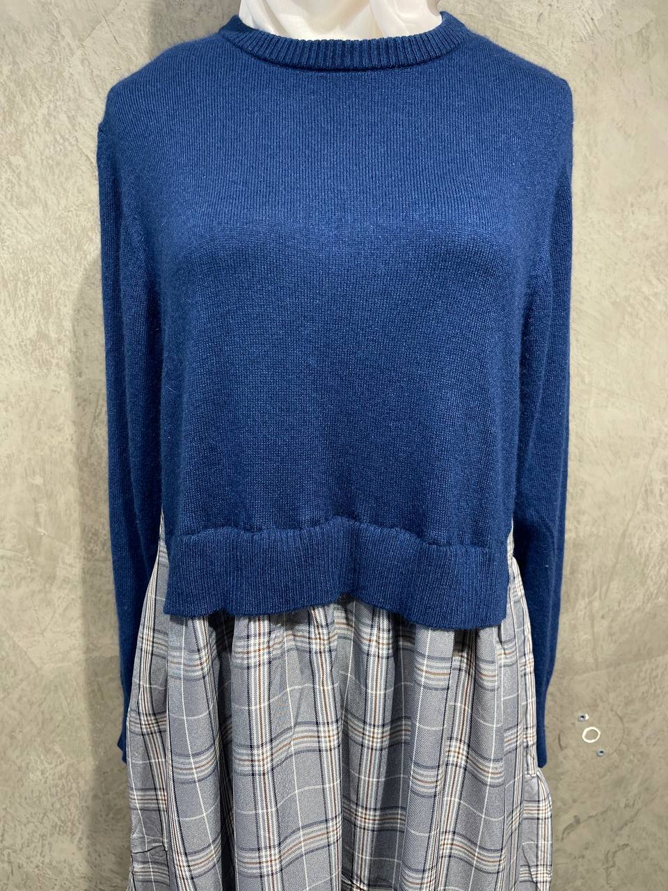 Dress Long Extender Ruffle  Vintage Flowy Navy D019