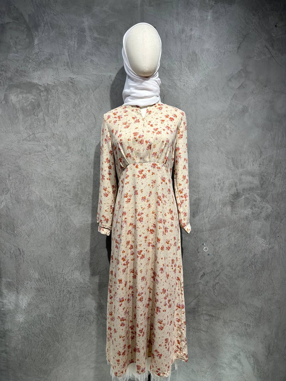 Dress Long Floral Flowy Orange D029