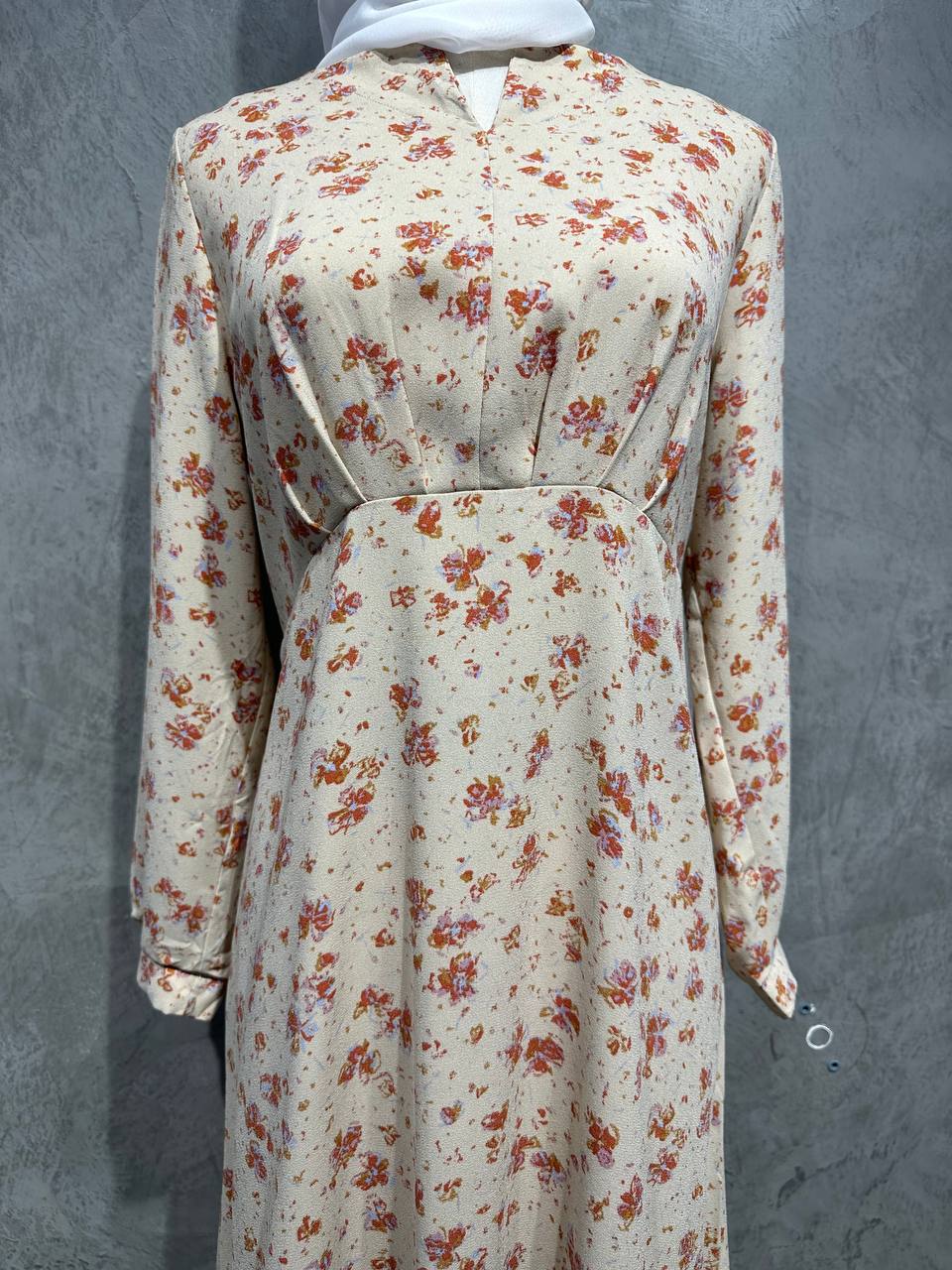 Dress Long Floral Flowy Orange D029