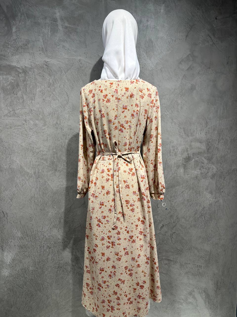 Dress Long Floral Flowy Orange D029