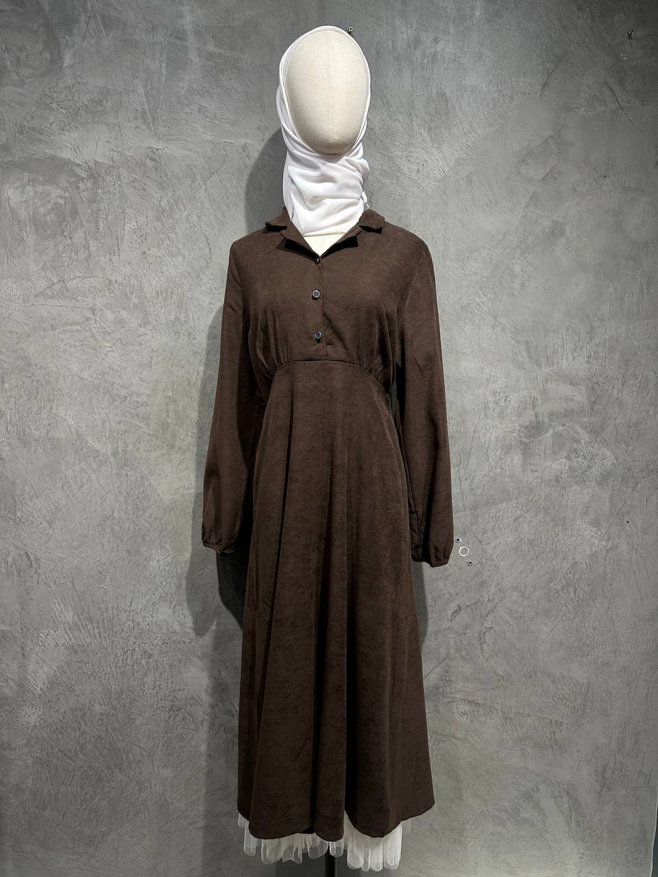 Dress Long Retro Dark Brown D025