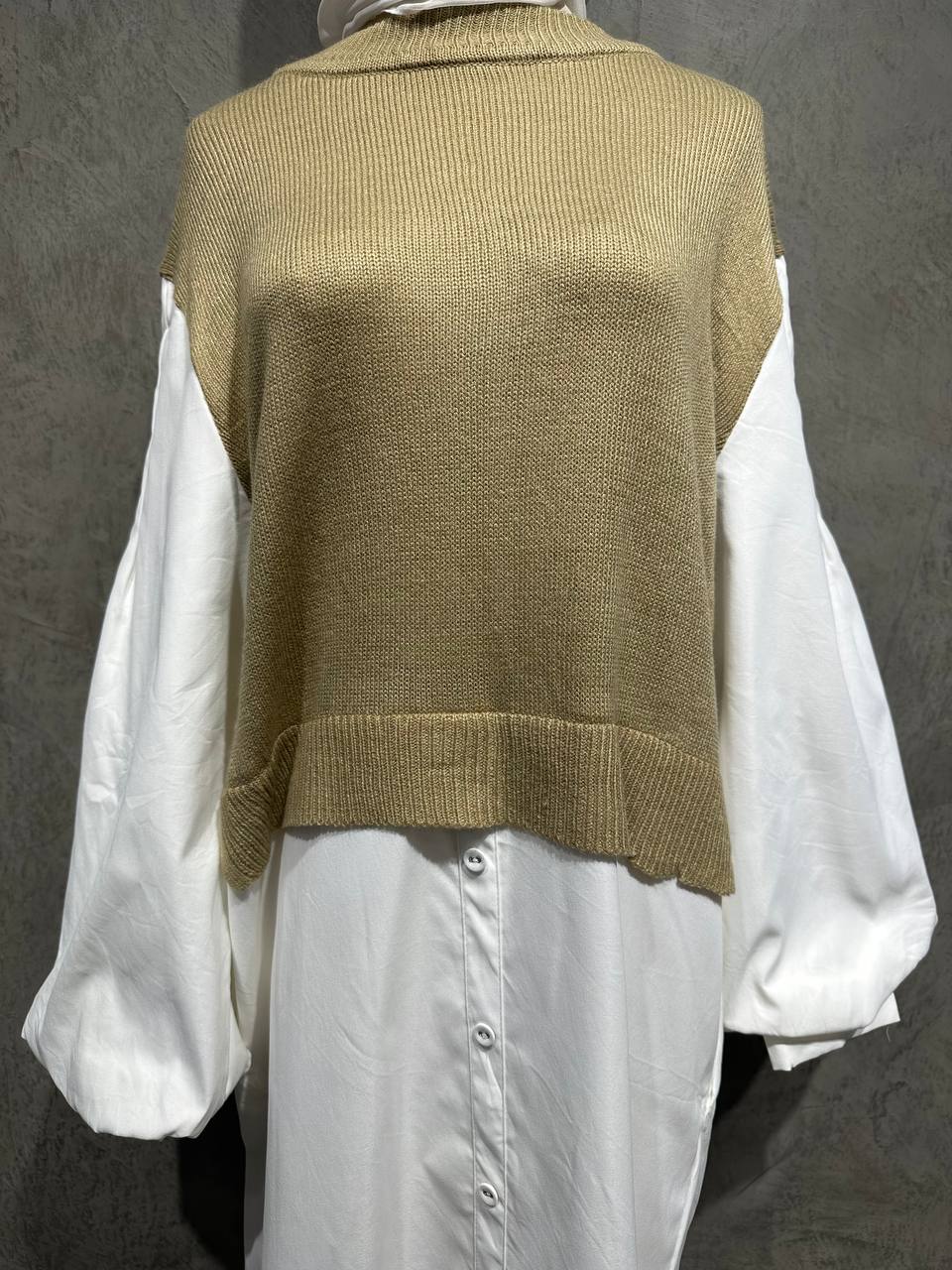 Dress Extender Full Button Beige D024