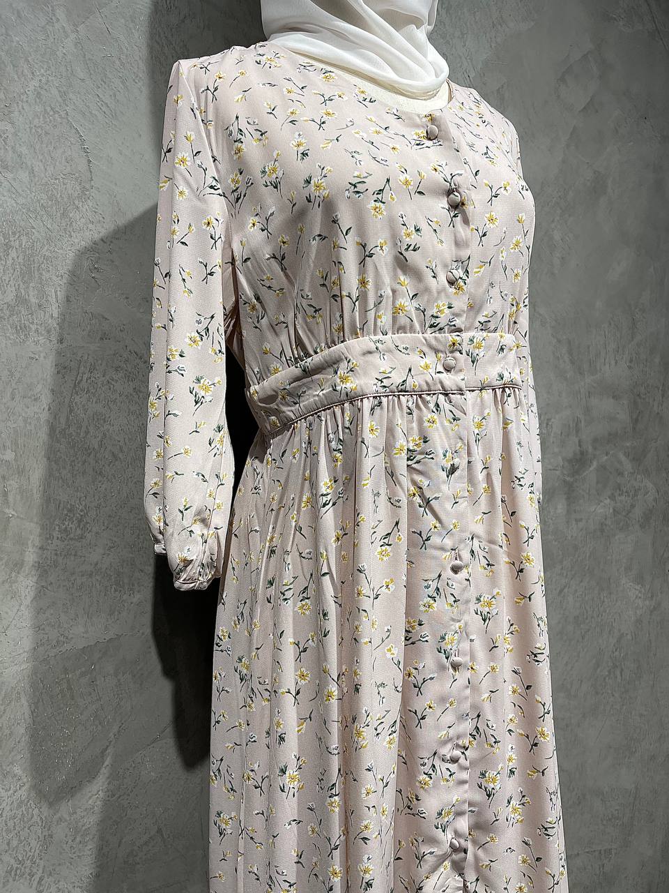 COLZA Dress Floral Flowy Full Button Pink D022