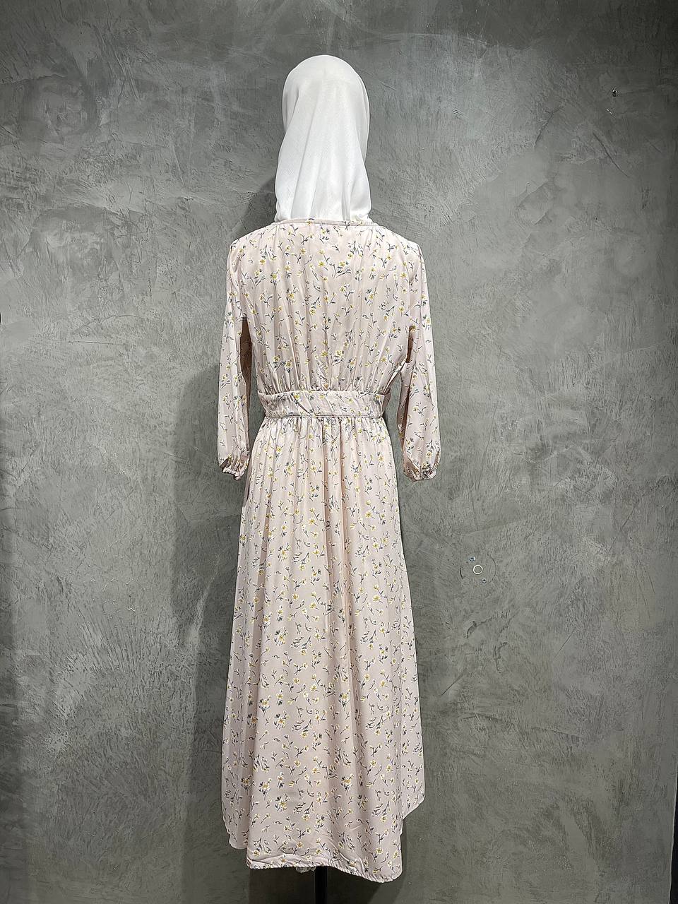 COLZA Dress Floral Flowy Full Button Pink D022