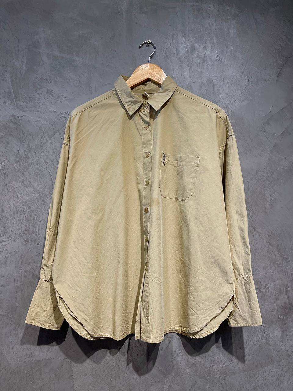 Blouse Baggy Casual Full Button Pale Brown B107