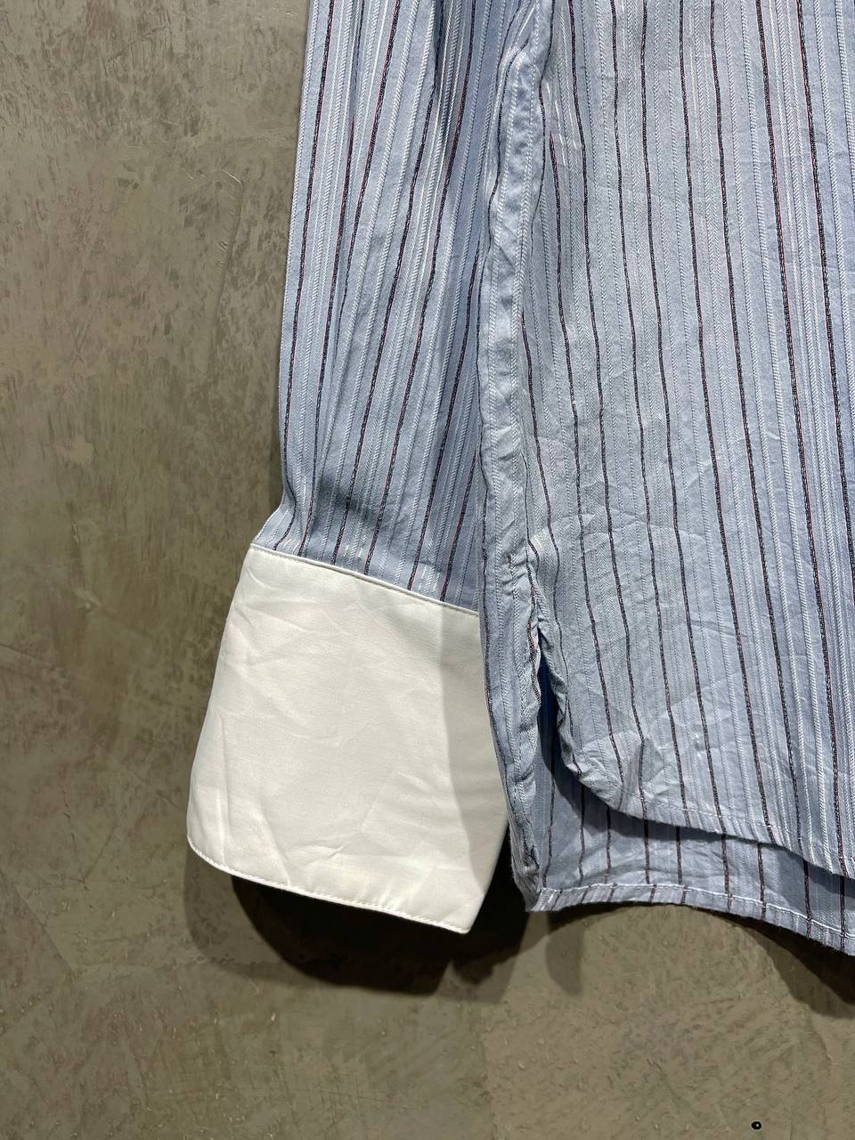 Blouse Baggy Smart Casual Full Button Stripe Blue B111