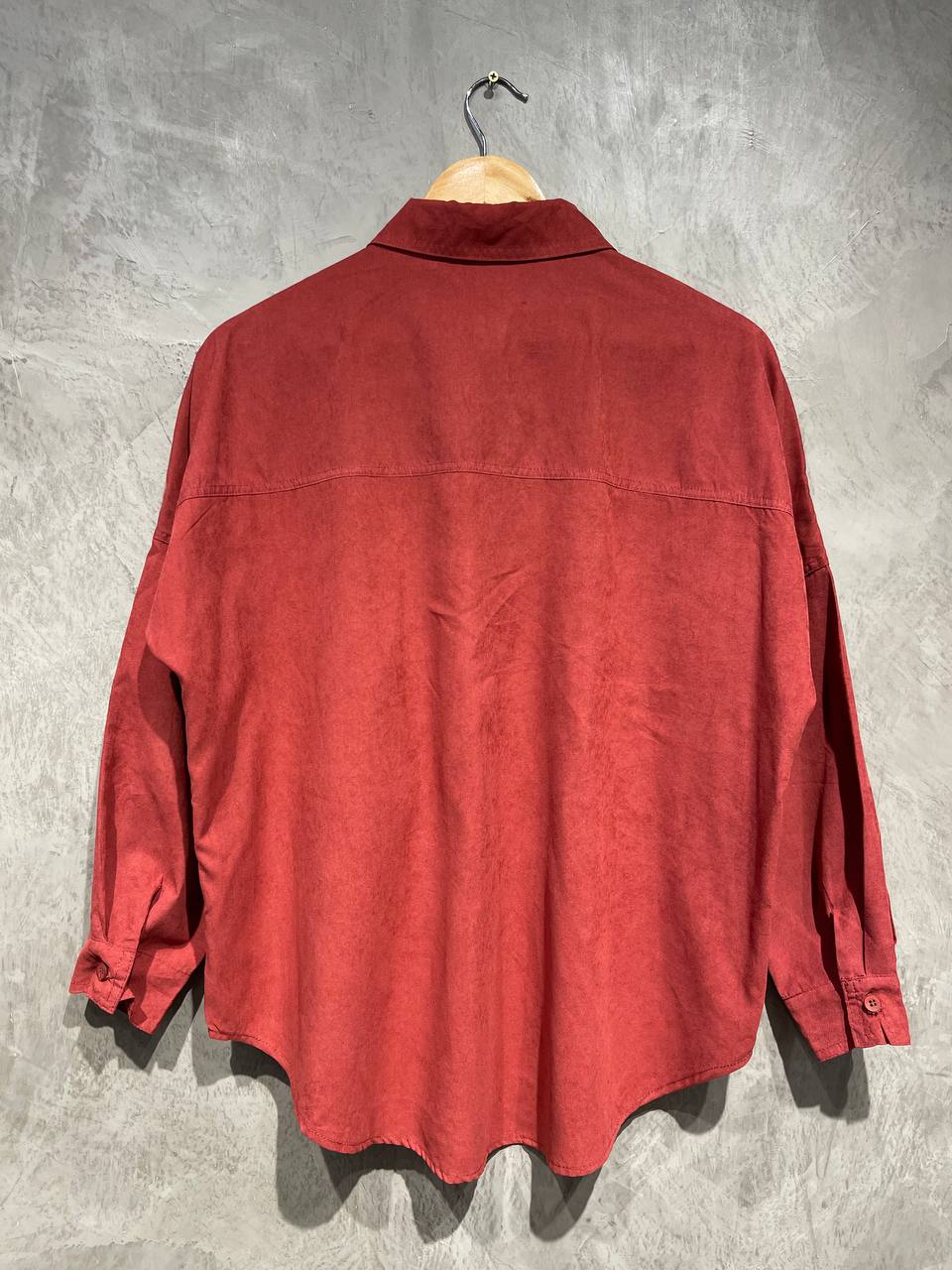 Blouse Baggy Casual Streetwear Full Button Red B140