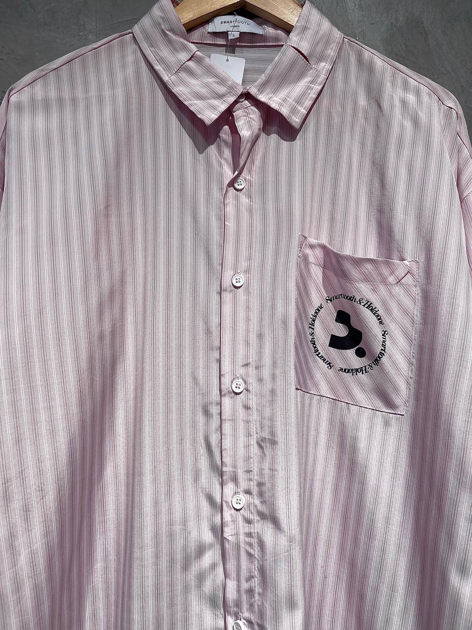 Blouse Baggy Stripe With Pocket Pink B166