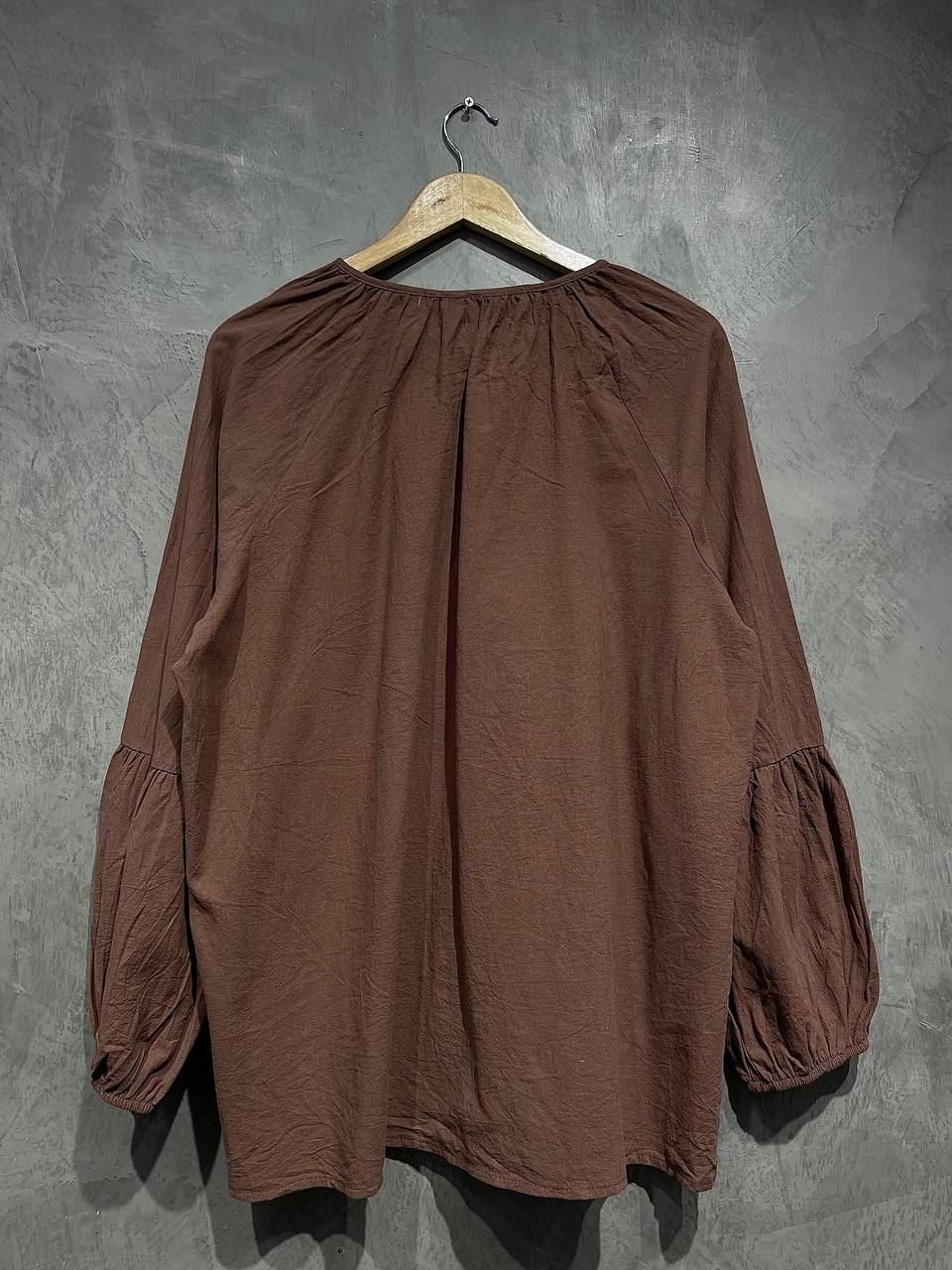 Blouse Casual Flowy Balloon Sleeved Brown B159