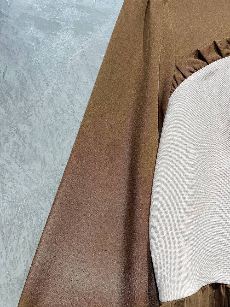 Blouse Extender Full Button Ruffle Flowy Brown B155