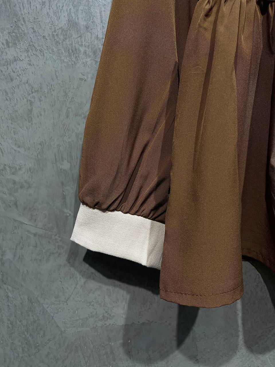 Blouse Extender Full Button Ruffle Flowy Brown B155