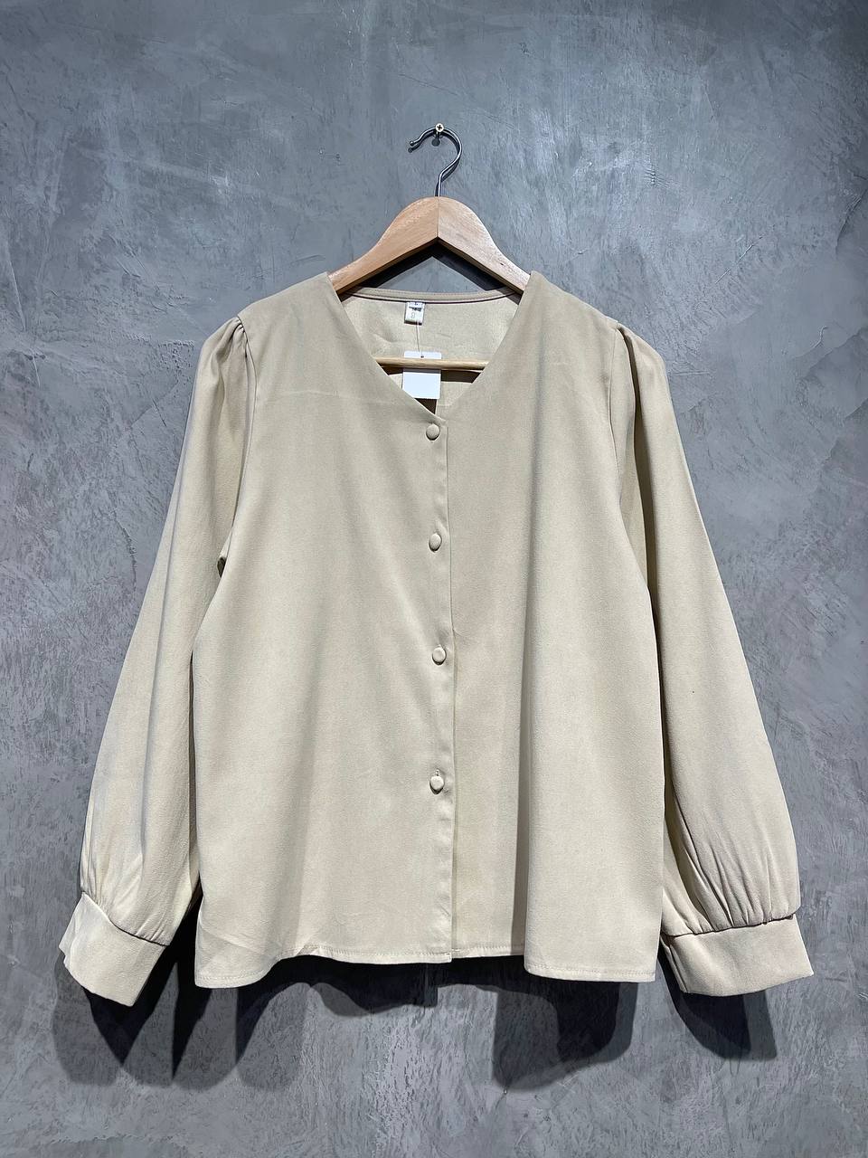 Blouse Smart Casual Full Button Beige B156