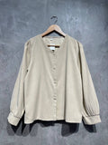 Blouse Smart Casual Full Button Beige B156