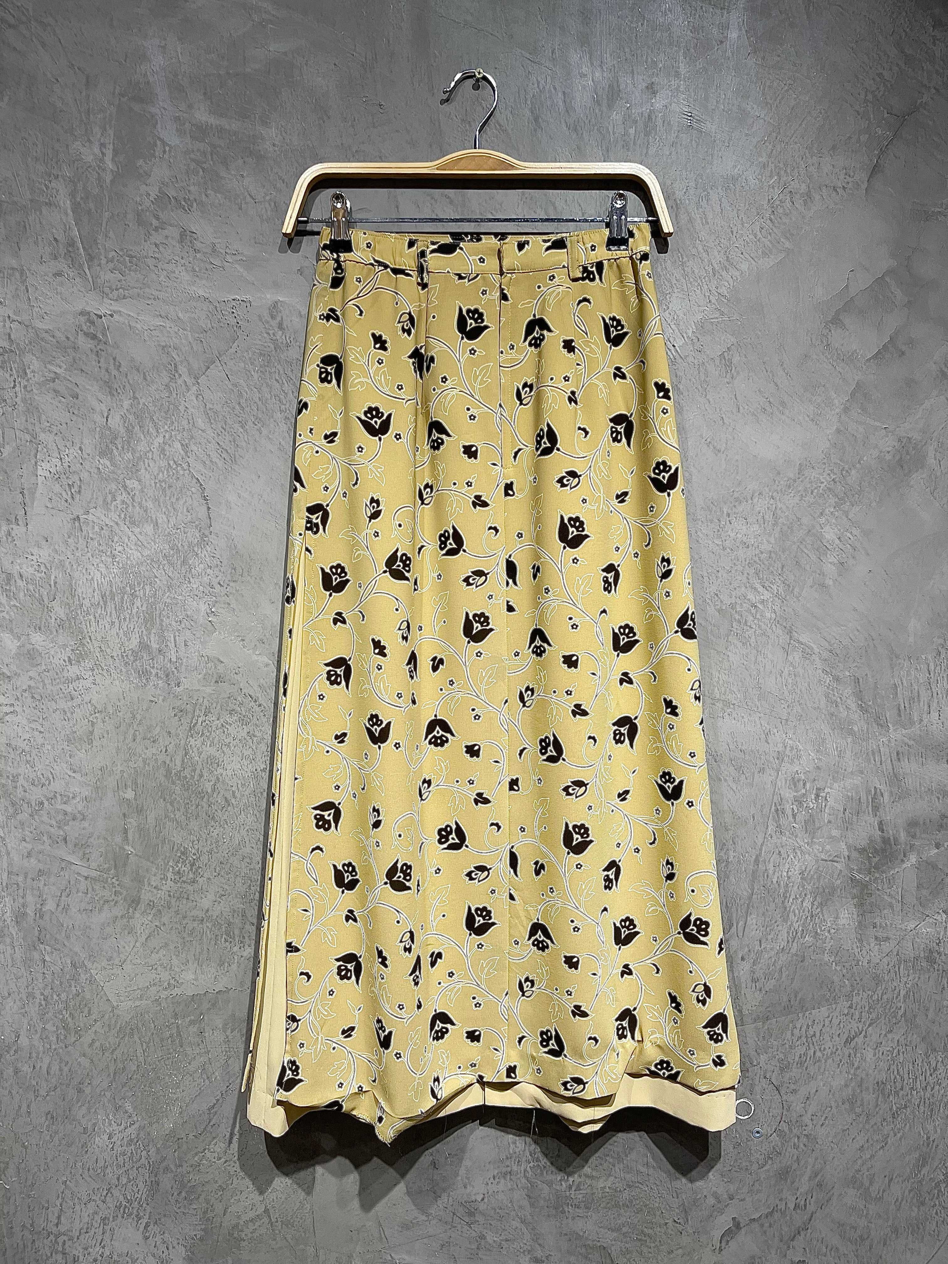 Skirt Printed Floral With Side Split Nude S014