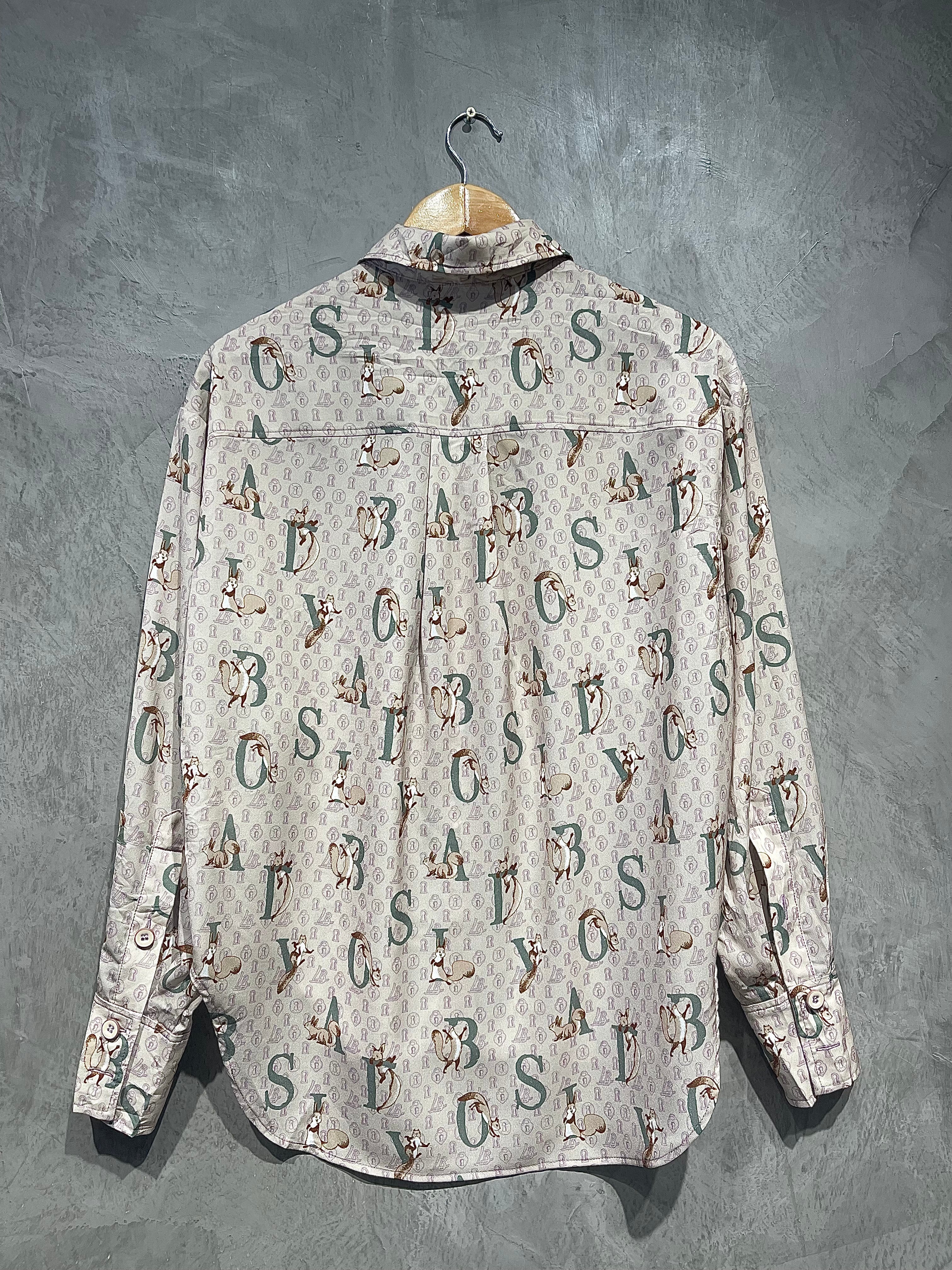 Blouse Printed Full Button Pale Khaki B020