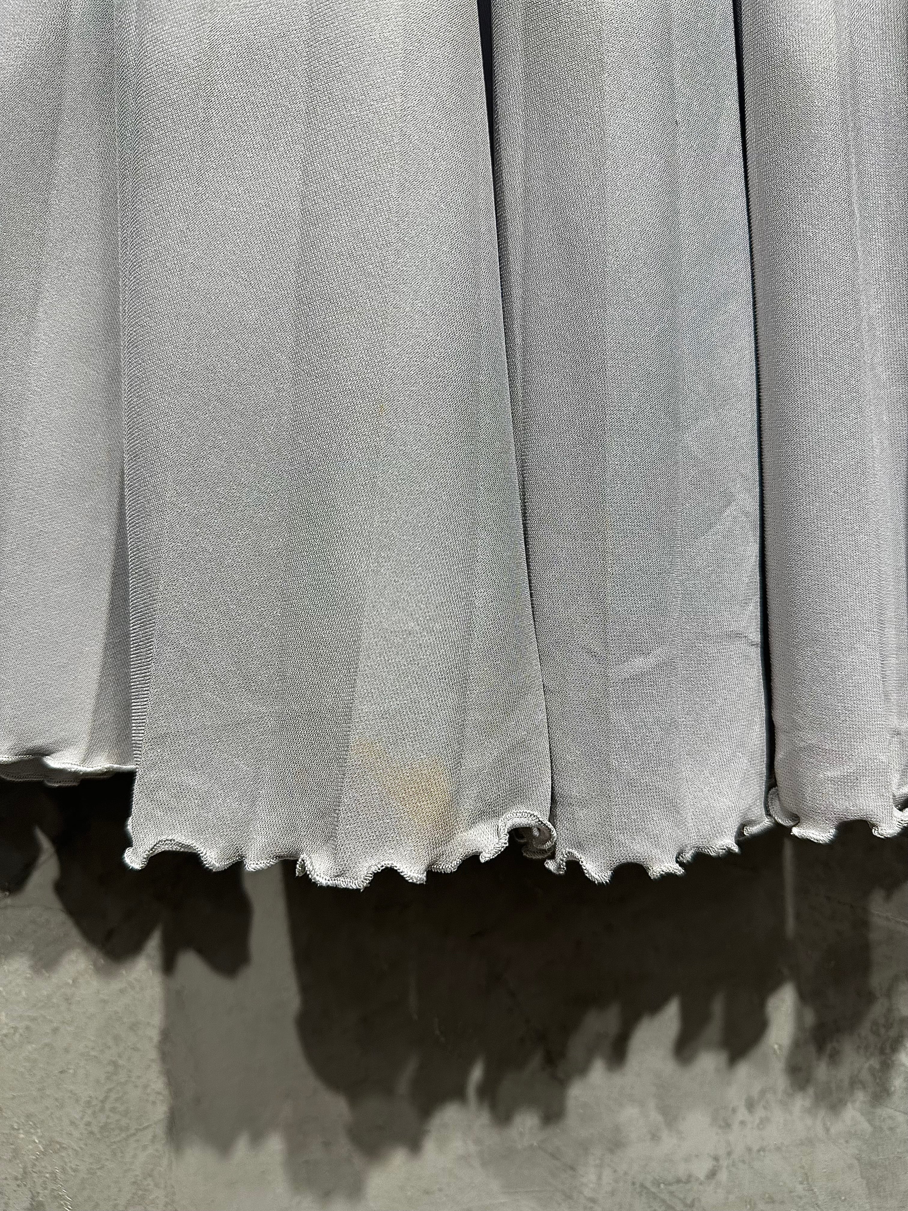 Skirt Plain With Pleated Ruffle Fabric Trim Light Grey S019