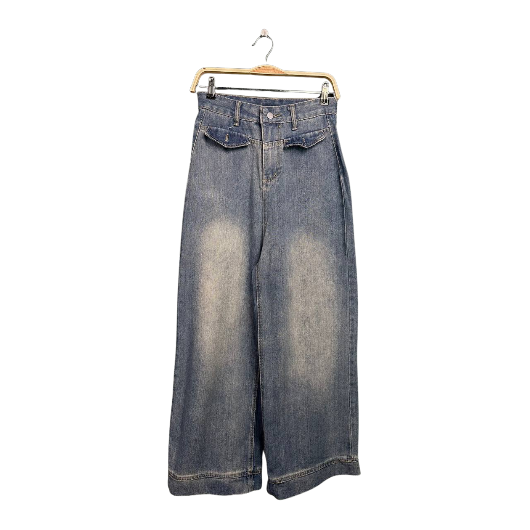 Woman Jeans Baggy Casual Washed Blue
